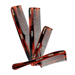 vega set of 4 handcrafted hair combs  cellulose acetate comb set detangling daily grooming all-purpose amp comb set for men amp women india39s no1 hair comb brand hmcs-04