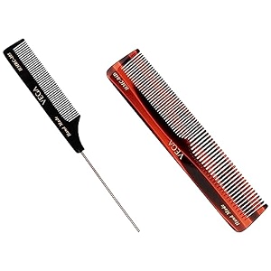 vega tortoise shell half coarse half fine medium sized graduated dressing comb brown amp vega tail comb with steel pin and fine tooth black