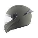 Vega Voyager Full Face Riding Helmet with Lightweight Shell, Comfortable Liner, Shock Absorbing Interior, Ventilated Design, Aerodynamic Build, and Modern Dull Battle Green Styling Dull Battle Green-M