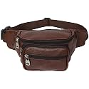 Vegan Leather Waist Bag for Men and Women | Fanny Pack Travel Handy Hiking Zip Pouch Money Belt with Adjustable Strap for Men and Women(Black Length 75cm) (Brown)