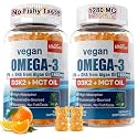 Vegan Omega 3 Gummies 1280mg + Vitamin D3 K2 (MK7) for Women Men, 2 Pack