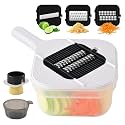 Vegetable Chopper, 3 Blade Veggie Chopper with 7.6 Cup Container, Mandoline Slicer Fruit Cutter with Strainer Basket &amp; Safety Holder, BPA &amp; PFAS Free Food Chopper for Onion Potato Carrot