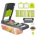 STERK Vegetable Chopper Cutter Slicer Multifunctional 13-In-1 Food Veggie Onion Potato Fruit Chopper Cutter Dicer With Container,8 Interchangable Blades,Hand Protector,Drain Strainer,Cleaning Brush