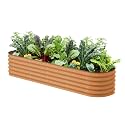 Vego garden Raised Garden Bed Kits, 17" Tall 9 in 1 8ft x 2ft Metal Raised Planter Bed Outdoor for Vegetables Flowers Ground Planter Box, Terra Cotta