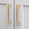 VEHCIL 10 Pack Square Brushed Gold Cabinet Pulls, 5 Inch(128mm) Hole Centers Brushed Gold Cabinet Handles Hardware for Kitchen Cupboard Closet Bathroom Dresser Drawer, Solid Zinc Alloy