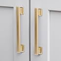 VEHCIL 20 Pack Square Brushed Gold Cabinet Pulls, 7 Inch(178mm) Hole Centers Gold Cabinet Handles Hardware for Kitchen Cupboard Closet Bathroom Dresser Drawer, Solid Zinc Alloy