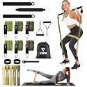 VEICK Pilates Bar Kit with Resistance Bands, Elastic Workout Bands for Men and Women, Set of 5 Resistance Loop Bands for Home Fitness, Stretching, Strength Training, Physical Therap, Green