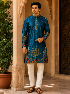 VeiraMen Men Embroidered Straight Kurta