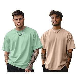 Veirdo 100 Pure Cotton Oversized Solid T-Shirt