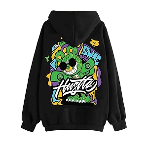veirdo cotton fleece oversized fit black grey green blue amp orange cool amp latest aesthetic hustle monster graphic printed full sleeve hoodie for men