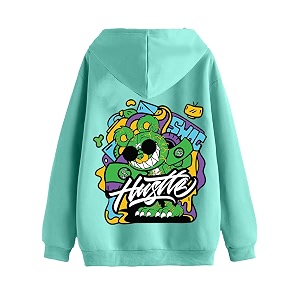veirdo cotton fleece oversized fit black grey green blue amp orange cool amp latest aesthetic hustle monster graphic printed full sleeve hoodie for men