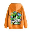 Veirdo® Cotton Fleece Oversized Fit Black, Grey, Green, Blue &amp; Orange Cool &amp; Latest Aesthetic Hustle Monster Graphic Printed Full Sleeve Hoodie for Men