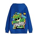 Veirdo® Cotton Fleece Oversized Fit Black, Grey, Green, Blue &amp; Orange Cool &amp; Latest Aesthetic Hustle Monster Graphic Printed Full Sleeve Hoodie for Men