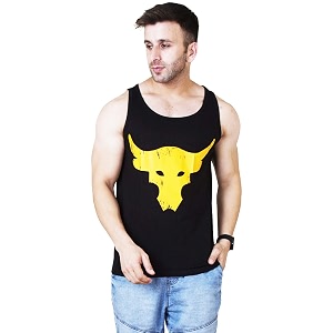 Veirdo Cotton Sleeveless Tshirt for Men Black