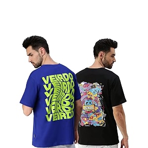 Veirdo Mens Cotton Loose T-Shirt