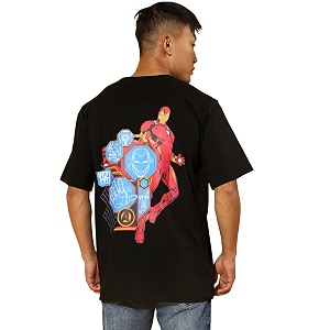 Veirdo Mens Cotton Printed Oversized Fit T-Shirt