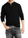 Veirdo Solid Men Henley Neck Black T-Shirt