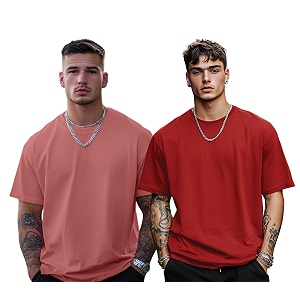 veirdo solid oversized 100 pure cotton combo t-shirt for men amp boys half sleeves round neck drop shoulder baggy fit pack of 2 available in s to 2xl