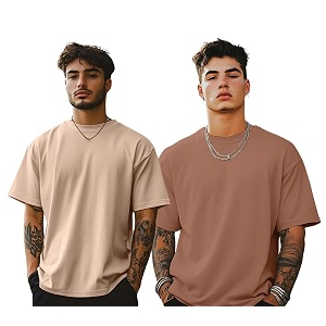 veirdo solid oversized 100 pure cotton combo t-shirt for men amp boys half sleeves round neck drop shoulder baggy fit pack of 2 available in s to 2xl