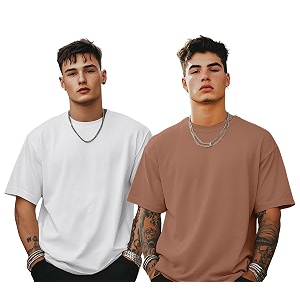 veirdo solid oversized 100 pure cotton combo t-shirt for men amp boys half sleeves round neck drop shoulder baggy fit pack of 2 available in s to 2xl