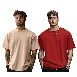 veirdo solid oversized 100 pure cotton combo t-shirt for men amp boys half sleeves round neck drop shoulder baggy fit pack of 2 available in s to 2xl