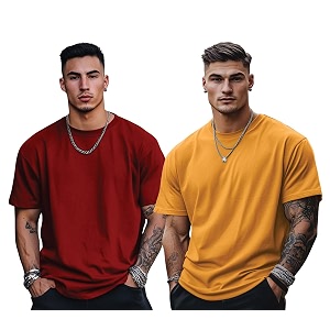 veirdo solid oversized 100 pure cotton combo t-shirt for men amp boys half sleeves round neck drop shoulder baggy fit pack of 2 available in s to 2xl