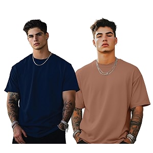 veirdo solid oversized 100 pure cotton combo t-shirt for men amp boys half sleeves round neck drop shoulder baggy fit pack of 2 available in s to 2xl