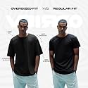 Veirdo® Solid Oversized 100% Pure Cotton Combo T-Shirt for Men &amp; Boys (Half Sleeves, Round Neck, Drop Shoulder, Baggy Fit, Pack of 2, Available in S to 2XL