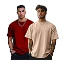 Veirdo® Solid Oversized 100% Pure Cotton Combo T-Shirt for Men &amp; Boys (Half Sleeves, Round Neck, Drop Shoulder, Baggy Fit, Pack of 2, Available in S to 2XL