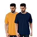 Veirdo® Solid Oversized 100% Pure Cotton Combo T-Shirt for Men &amp; Boys (Half Sleeves, Round Neck, Drop Shoulder, Baggy Fit, Pack of 2, Available in S to 2XL