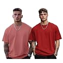 Veirdo® Solid Oversized 100% Pure Cotton Combo T-Shirt for Men &amp; Boys (Half Sleeves, Round Neck, Drop Shoulder, Baggy Fit, Pack of 2, Available in S to 2XL