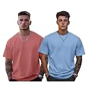 Veirdo® Solid Oversized 100% Pure Cotton Combo T-Shirt for Men &amp; Boys (Half Sleeves, Round Neck, Drop Shoulder, Baggy Fit, Pack of 2, Available in S to 2XL