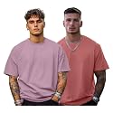 Veirdo® Solid Oversized 100% Pure Cotton Combo T-Shirt for Men &amp; Boys (Half Sleeves, Round Neck, Drop Shoulder, Baggy Fit, Pack of 2, Available in S to 2XL