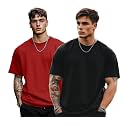 Veirdo® Solid Oversized 100% Pure Cotton Combo T-Shirt for Men &amp; Boys (Half Sleeves, Round Neck, Drop Shoulder, Baggy Fit, Pack of 2, Available in S to 2XL
