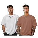 Veirdo® Solid Oversized 100% Pure Cotton Combo T-Shirt for Men &amp; Boys (Half Sleeves, Round Neck, Drop Shoulder, Baggy Fit, Pack of 2, Available in S to 2XL