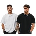 Veirdo® Solid Oversized 100% Pure Cotton Combo T-Shirt for Men &amp; Boys (Half Sleeves, Round Neck, Drop Shoulder, Baggy Fit, Pack of 2, Available in S to 2XL