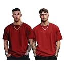 Veirdo® Solid Oversized 100% Pure Cotton Combo T-Shirt for Men &amp; Boys (Half Sleeves, Round Neck, Drop Shoulder, Baggy Fit, Pack of 2, Available in S to 2XL