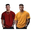 Veirdo® Solid Oversized 100% Pure Cotton Combo T-Shirt for Men &amp; Boys (Half Sleeves, Round Neck, Drop Shoulder, Baggy Fit, Pack of 2, Available in S to 2XL