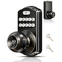 Veise KS03 Keypad Door Knob, Keyless Entry Lock with Handle, Matte Black