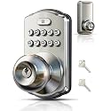Veise KS03 Keypad Door Knob, Keyless Entry Lock with Handle, Satin Nickel