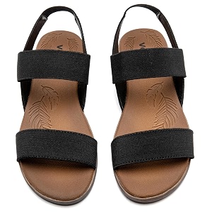 Veittes Womens Flat Slide Sandals Elastic Strap