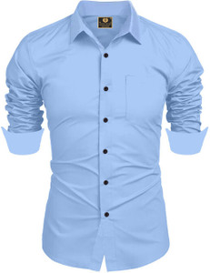 VEKARIYA ENTERPRISE Men Solid Casual Light Blue
