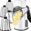 VEKAYA Rotary Cheese Grater Hand Crank, Large Drum Cheese Shredder White