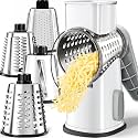 VEKAYA Rotary Cheese Grater Hand Crank Large Cheese Shredder(White Grey)