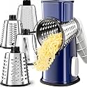 VEKAYA Rotary Cheese Grater Hand Crank,Large Drum Cheese Shredder (Blue)