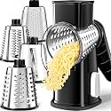 VEKAYA Rotary Cheese Grater Hand Crank, Large Drum Cheese Shredder (Black)