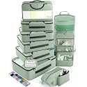 Veken 10 Set Packing Cubes for Travel Essentials,Anti-Wrinkle Buckled Suitcase Organizer for Shoe &amp; Toiletry Bag,Carry On Luggage Bag with 99+ Count Mesh Holes for Airplane &amp; College Dorm Accessories