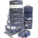 Veken 10 Set Packing Cubes for Travel Essentials,Anti-Wrinkle Buckled Suitcase Organizer for Shoe &amp; Toiletry Bag,Carry On Luggage Bag with 99+ Count Mesh Holes for Airplane &amp; College Dorm Accessories