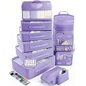 Veken 10 Set Packing Cubes for Travel Essentials,Anti-Wrinkle Buckled Suitcase Organizer for Shoe &amp; Toiletry Bag,Carry On Luggage Bag with 99+ Count Mesh Holes for Airplane &amp; College Dorm Accessories