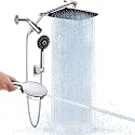 Veken 11.8" Rain Shower Head with Handheld, High Pressure Handheld Shower with Multi Spray Modes, Rainfall Combo with 15" Metal Extension Arm, Detachable Dual Shower and Power Jet, Chrome Silver
